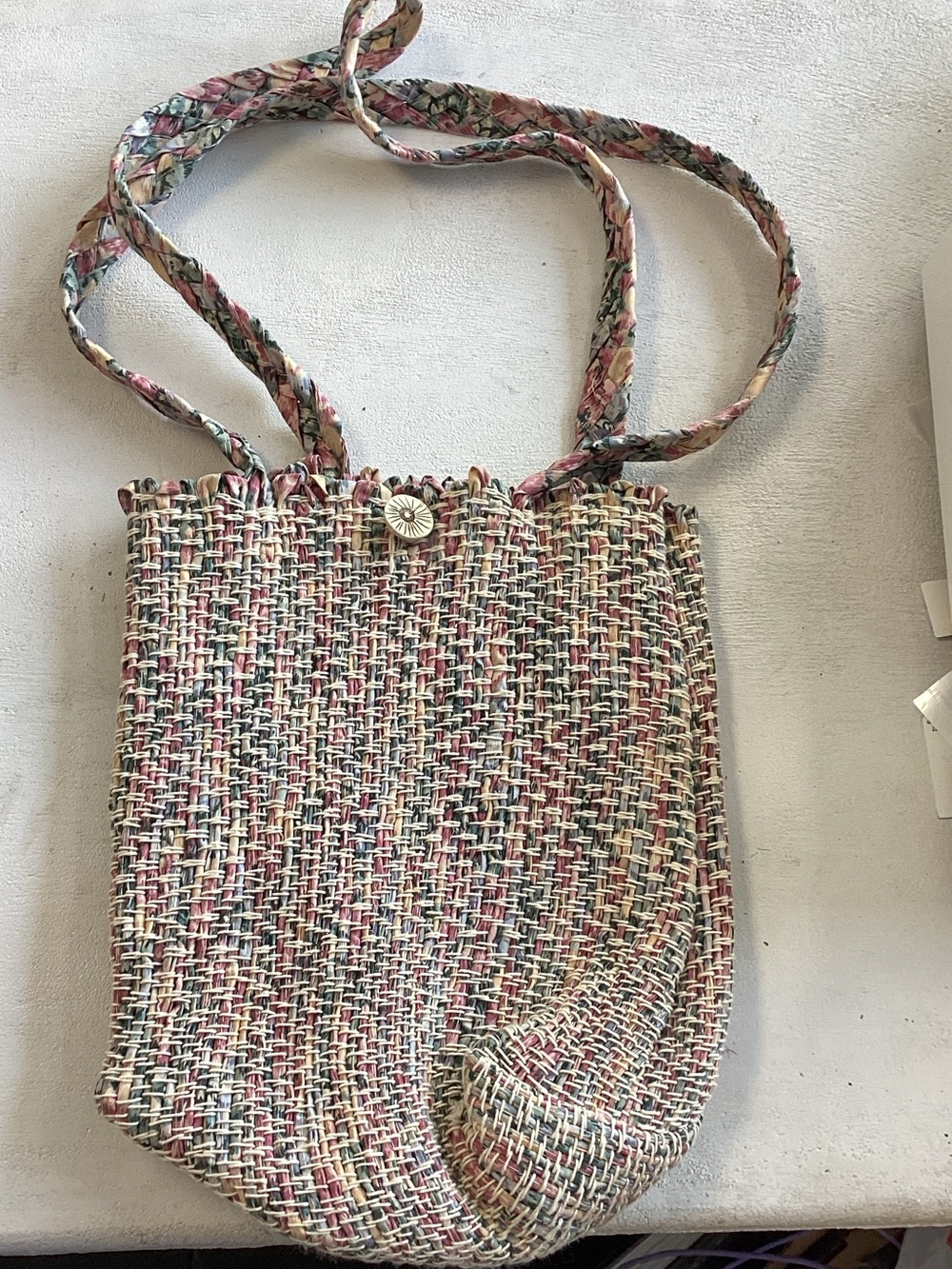 Woven Multicolor Hobo Bag with Floral Strap